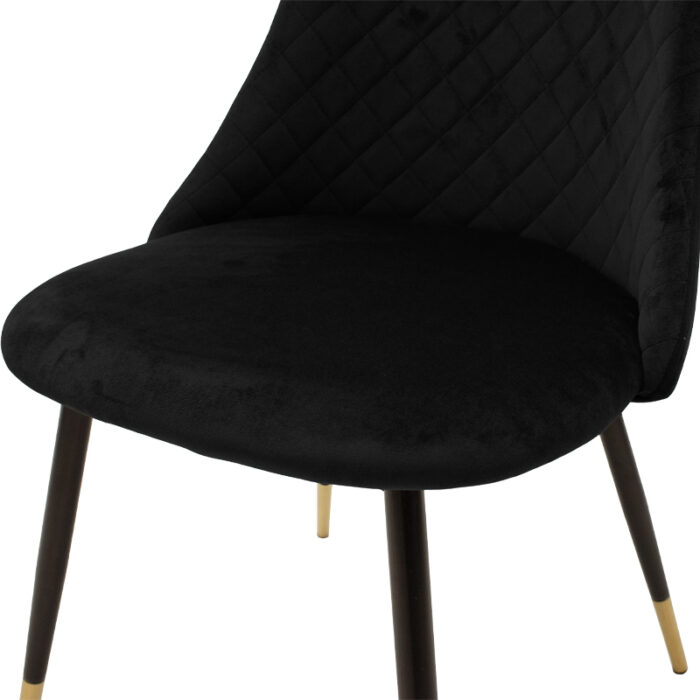 096 000037 5 Καρέκλα Giselle Homepaketo βελούδο μαύρο-πόδι μαύρο χρυσό