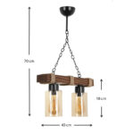 Meryl Megapap Ε27 wooden ceiling two-light in walnut color 43x18x70cm.