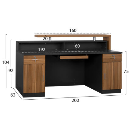 Professional reception desk Supreme 200x62x104 HM2362