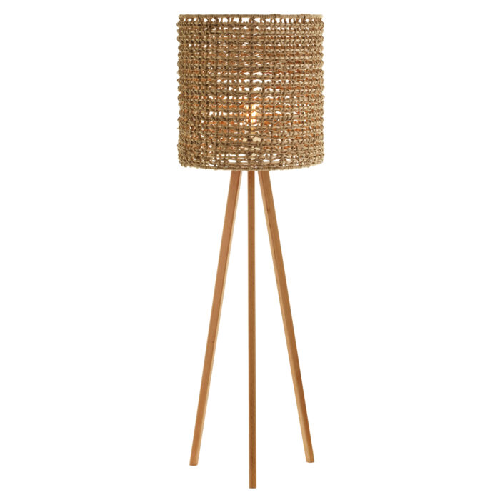 FLOOR STANDING LAMP HM4352 RUBBERWOOD-RATTAN-SEAGRASS IN NATURAL Φ39x149Hcm.
