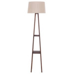 FLOOR STANDING LAMP WOODEN WALNUT LEGS BEIGE CAP 26x26x156Hcm.HM7695.01