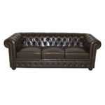 Sofa 3 seater Chesterfield type HM3009.01 dark brown Faux Leather 208x90x73 cm