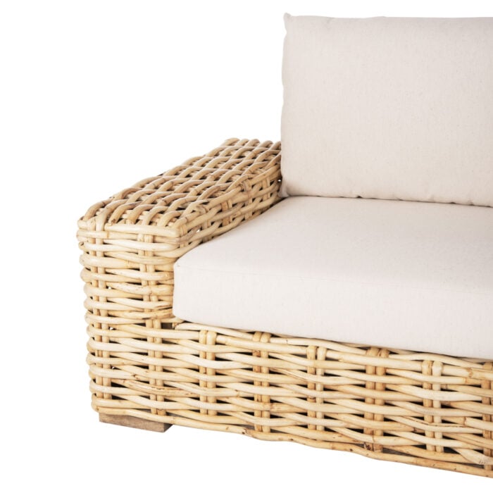kanapes dithesios exchoroy fb99809 xylo 6 Outdoor Sofa 2-seater Tropel Hm9809 Mango Wood-rattan Natural Color-white Cushions 192x88x70-85hcm.