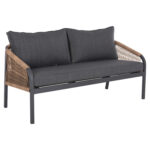 OUTDOOR SOFA 2-SEATER MAERLY HM6055.03 ALUMINUM IN ANTHRACITE-DARK BEIGE SYNTHETIC ROPE-ANTHRACITE CUSHIONS