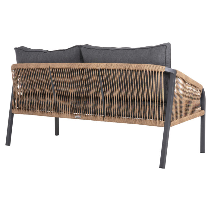 kanapes exchoroy 3thesios fb9605503 aloy 4 Outdoor Sofa 2-seater Maerly Hm6055.03 Aluminum In Anthracite-dark Beige Synthetic Rope-anthracite Cushions