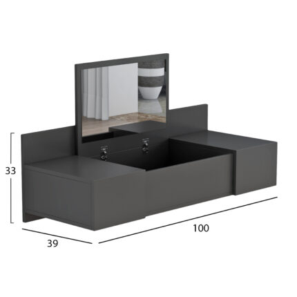 WALL MOUNTED DRESSING TABLE LINDE HM8960.12 MELAMINE IN ANTHRACITE 100x39x33Hcm.