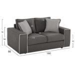 SOFA 2PCS SET ΗΟΜΕ FABRIC UNSTAINED AND WATER REPELLANT GREY HM3235.01