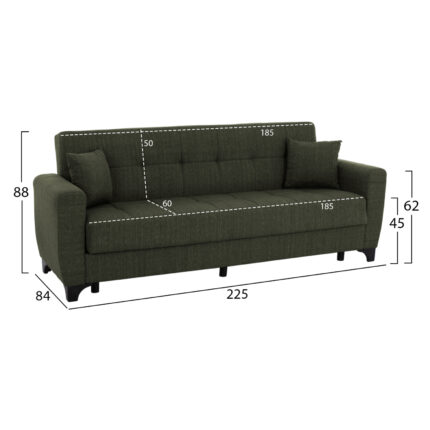 HM11748.05 sofa-bed set of 2-seater and 3-seater, dark olive