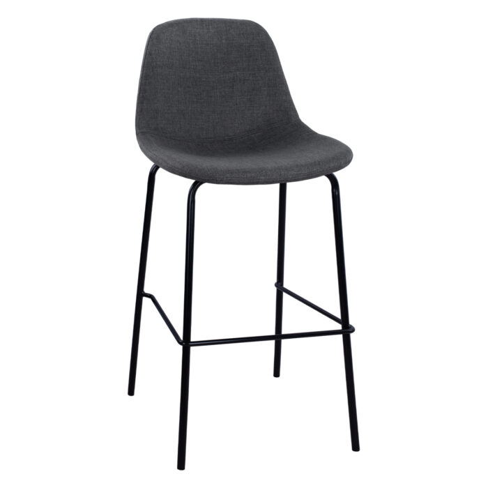 HM9298.10 bar stool, grey fabric, metal legs, 47x51x96