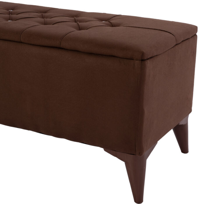 skampo mpaoylo fb9926104 kapitone me kaf 5 LONG STOOL-TRUNK HM9261.04 BROWN FABRIC QUILTED SEAT