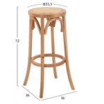 Wooden Stool from beech wood in natural color with mat 36'x70cm HM8751.01