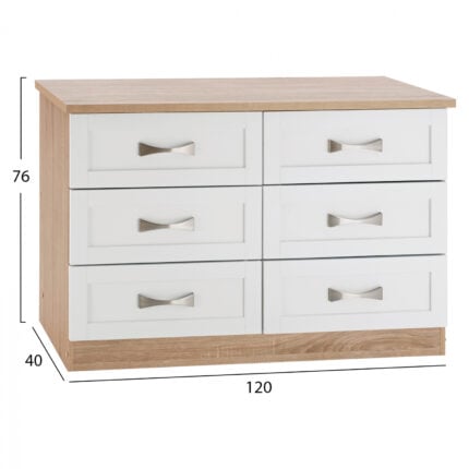 Bedroom dresser -drawer HM317.06 with 6 drawers Sonama-white 120x40x76cm