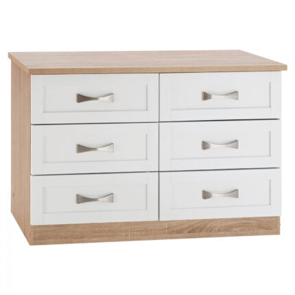 Bedroom dresser -drawer HM317.06 with 6 drawers Sonama-white 120x40x76cm