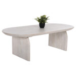 COFFEE TABLE OVAL HONKY HM9710 SOLID MANGO WOOD IN WHITE 130x60x40Hcm.