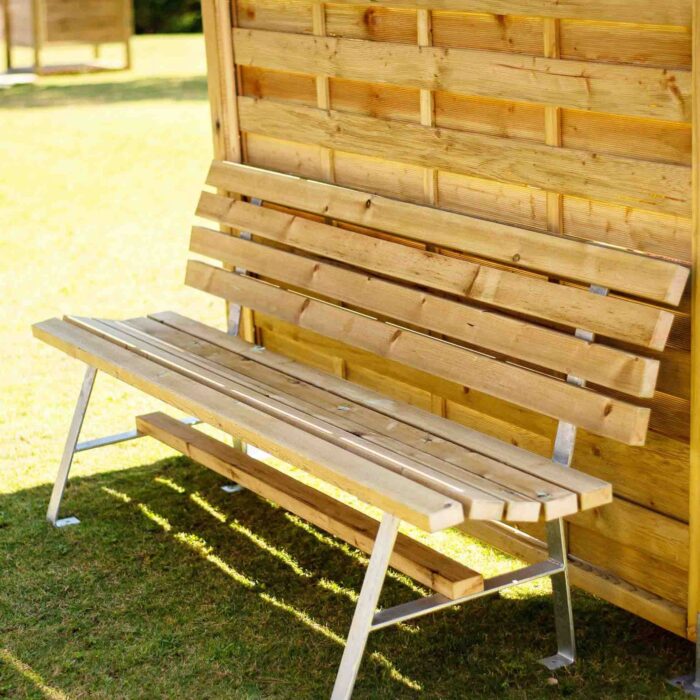 Wooden bench with metal base 180cm