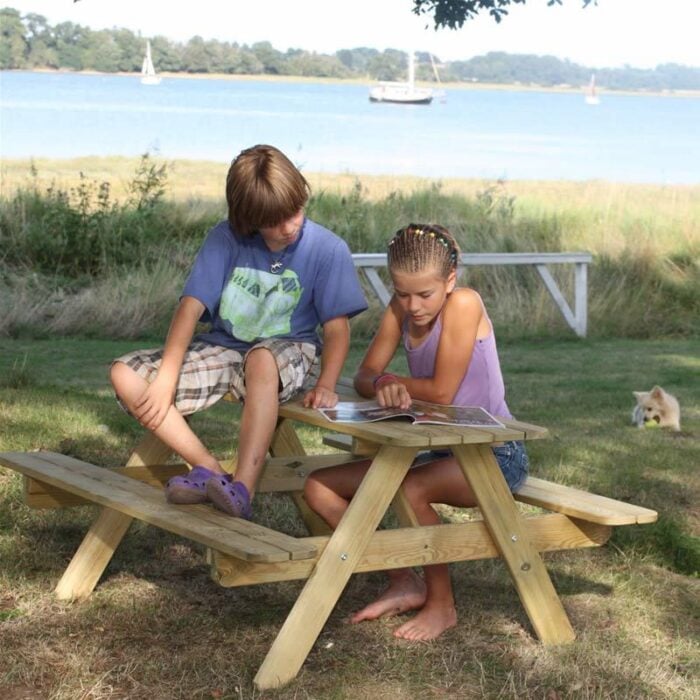 Ξύλινο παιδικό τραπέζι πάγκος 119εκ. 119 x 117εκ Preschool Picnic table 119cm